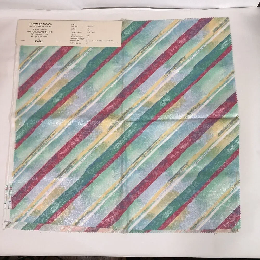 Vintage TexUnion Fabric Samples, Striped Key West Pattern Cotton with Teflon 26